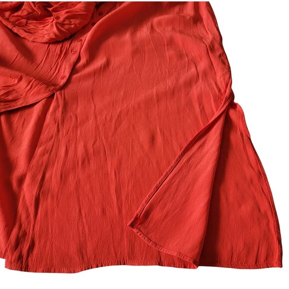 Zara Women's Red Mid-Calf Ruffled Elastic Waist Flowy Size Small Dress - Picture 8 of 9